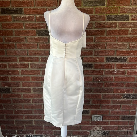 Amsale Italian Duchesse Satin Sheath Cocktail Dress Size 4 - Picture 4 of 6
